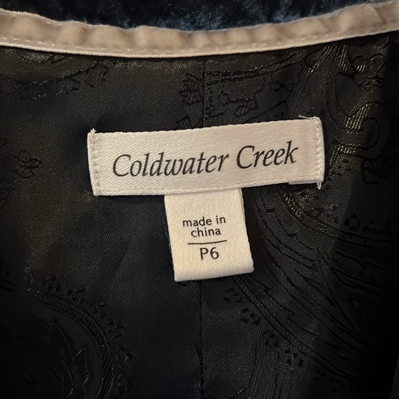 Coldwater Creek Velvet Duster Blazer Jacket Teal Blue Size 6P - Picture 3 of 7